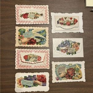 1910sAntique Victorian Calling Cards Diecut vtg ephemera crafts historical 7pcs